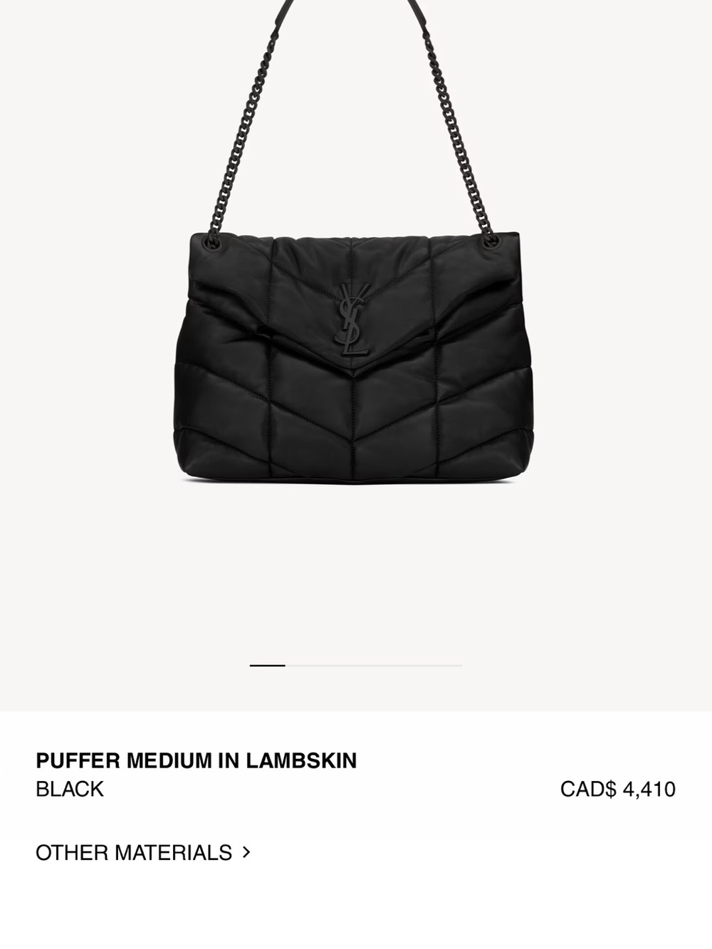 Saint Laurent Loulou medium Puffer Shoulder Bag in Black with black hardware